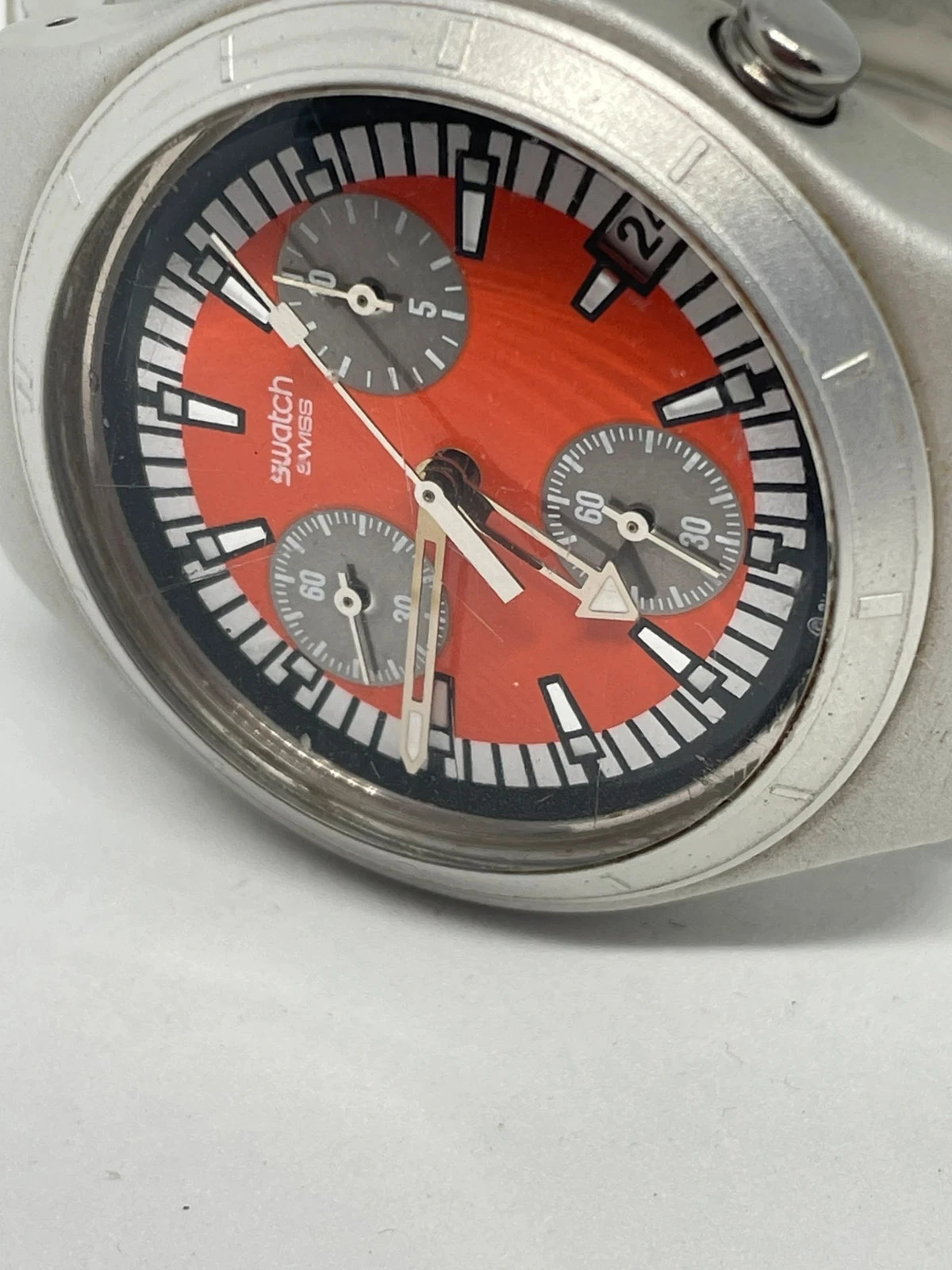 Relógio Swatch Irony Chrono Athens 2004 | Edição Olimpíadas, mostrador laranja, Japão vintage – photo 6